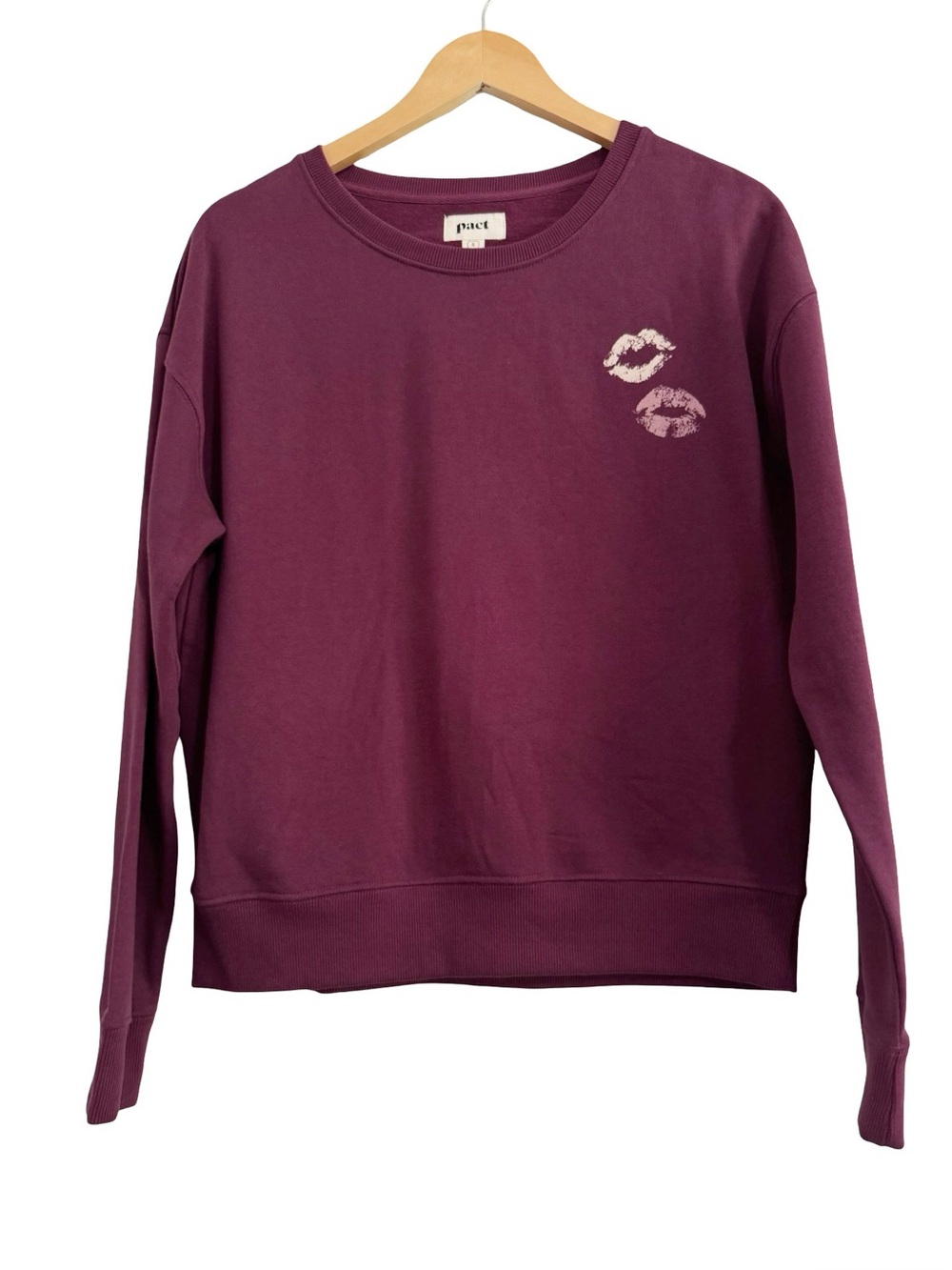 Pact Burgundy Kisses Crewneck Sweatshirt Small